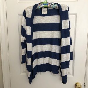Blue and white striped sweater